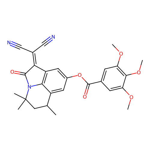 1-(dicyanomethylidene)-4,4,6-trimethyl-2-oxo-1,2,5,6-tetrahydro-4H-pyrrolo[3,2,1-ij]quinolin-8-yl 3,4,5-trimethoxybenzoate structure