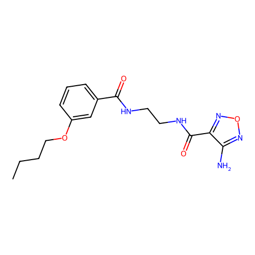 4-amino-N-(2-{[(3-butoxyphenyl)carbonyl]amino}ethyl)-1,2,5-oxadiazole-3-carboxamide structure