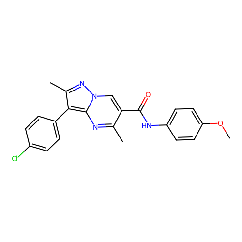 3-(4-chlorophenyl)-N-(4-methoxyphenyl)-2,5-dimethylpyrazolo[1,5-a]pyrimidine-6-carboxamide structure