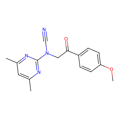 (4,6-Dimethylpyrimidin-2-yl)[2-(4-methoxyphenyl)-2-oxoethyl]cyanamide structure
