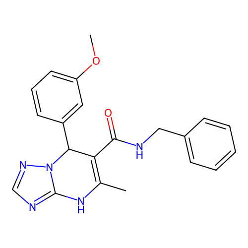 N-benzyl-7-(3-methoxyphenyl)-5-methyl-1,7-dihydro-[1,2,4]triazolo[1,5-a]pyrimidine-6-carboxamide structure