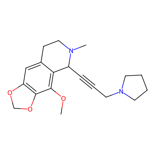 4-methoxy-6-methyl-5-(3-(pyrrolidin-1-yl)prop-1-yn-1-yl)-5,6,7,8-tetrahydro-[1,3]dioxolo[4,5-g]isoquinoline structure