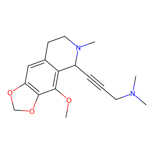 3-(4-methoxy-6-methyl-5,6,7,8-tetrahydro-[1,3]dioxolo[4,5-g]isoquinolin-5-yl)-N,N-dimethylprop-2-yn-1-amine structure