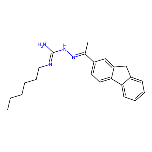 1-[(E)-1-(9H-fluoren-2-yl)ethylideneamino]-2-hexylguanidine structure