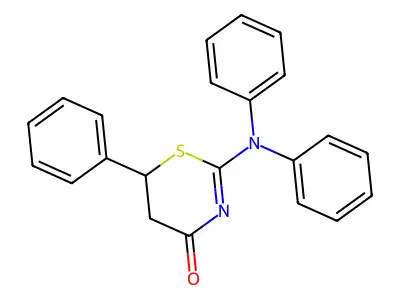 2-(diphenylamino)-6-phenyl-5,6-dihydro-4H-1,3-thiazin-4-one structure