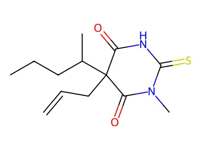1-Methyl-5-pentan-2-yl-5-prop-2-enyl-2-sulfanylidene-1,3-diazinane-4,6-dione structure