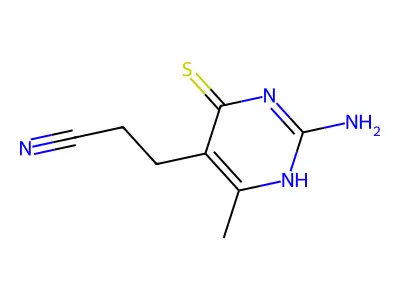 3-(2-amino-6-methyl-4-sulfanylidene-1H-pyrimidin-5-yl)propanenitrile structure