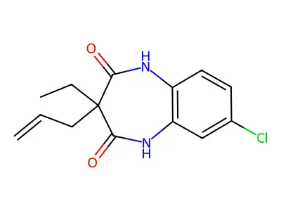 1H-1,5-Benzodiazepine-2,4(3H,5H)-dione, 7-chloro-3-ethyl-3-(2-propenyl)- structure