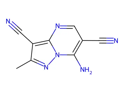 7-Amino-2-methylpyrazolo[1,5-a]pyrimidine-3,6-dicarbonitrile structure