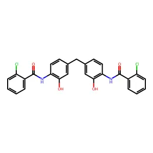2-chloro-N-[4-[[4-[(2-chlorobenzoyl)amino]-3-hydroxyphenyl]methyl]-2-hydroxyphenyl]benzamide structure