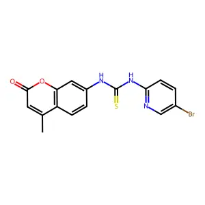 1-(5-Bromopyridin-2-yl)-3-(4-methyl-2-oxochromen-7-yl)thiourea structure