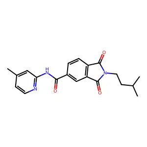 2-(3-methylbutyl)-N-(4-methylpyridin-2-yl)-1,3-dioxoisoindole-5-carboxamide structure
