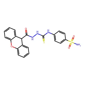 1-(4-sulfamoylphenyl)-3-(9H-xanthene-9-carbonylamino)thiourea structure