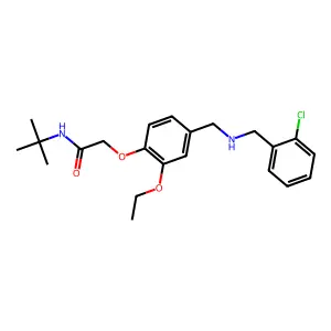 N-tert-butyl-2-(4-{[(2-chlorobenzyl)amino]methyl}-2-ethoxyphenoxy)acetamide structure