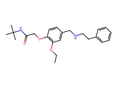 N-tert-butyl-2-[2-ethoxy-4-[(2-phenylethylamino)methyl]phenoxy]acetamide structure