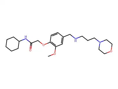 N-cyclohexyl-2-[2-methoxy-4-[(3-morpholin-4-ylpropylamino)methyl]phenoxy]acetamide structure