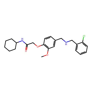 2-(4-{[(2-chlorobenzyl)amino]methyl}-2-methoxyphenoxy)-N-cyclohexylacetamide structure