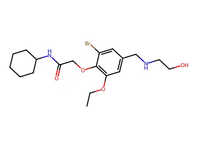 2-(2-bromo-6-ethoxy-4-{[(2-hydroxyethyl)amino]methyl}phenoxy)-N-cyclohexylacetamide structure
