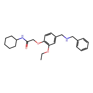 2-[4-[(benzylamino)methyl]-2-ethoxyphenoxy]-N-cyclohexylacetamide structure