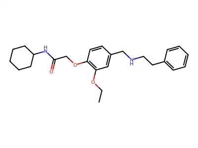 N-cyclohexyl-2-(2-ethoxy-4-{[(2-phenylethyl)amino]methyl}phenoxy)acetamide structure