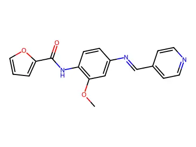 N-(2-methoxy-4-{[(E)-pyridin-4-ylmethylidene]amino}phenyl)furan-2-carboxamide structure