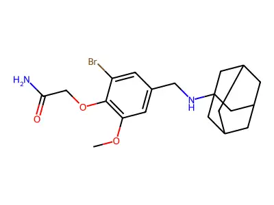 2-[4-[(1-Adamantylamino)methyl]-2-bromo-6-methoxyphenoxy]acetamide structure