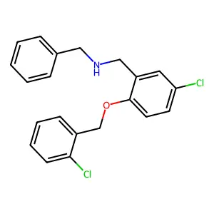 N-benzyl-1-{5-chloro-2-[(2-chlorobenzyl)oxy]phenyl}methanamine structure