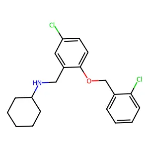 N-[[5-chloro-2-[(2-chlorophenyl)methoxy]phenyl]methyl]cyclohexanamine structure