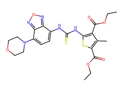 diethyl 3-methyl-5-({[7-(morpholin-4-yl)-2,1,3-benzoxadiazol-4-yl]carbamothioyl}amino)thiophene-2,4-dicarboxylate structure
