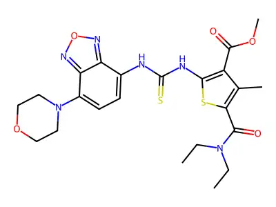 methyl 5-(diethylcarbamoyl)-4-methyl-2-({[7-(morpholin-4-yl)-2,1,3-benzoxadiazol-4-yl]carbamothioyl}amino)thiophene-3-carboxylate structure
