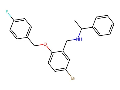 N-{5-bromo-2-[(4-fluorobenzyl)oxy]benzyl}-1-phenylethanamine structure