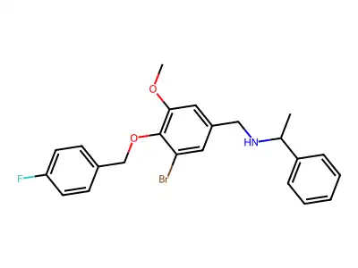 N-{3-bromo-4-[(4-fluorobenzyl)oxy]-5-methoxybenzyl}-N-(1-phenylethyl)amine structure