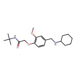 N-tert-butyl-2-{4-[(cyclohexylamino)methyl]-2-methoxyphenoxy}acetamide structure