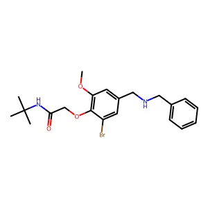2-[4-[(benzylamino)methyl]-2-bromo-6-methoxyphenoxy]-N-tert-butylacetamide structure