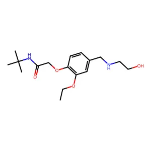 N-tert-butyl-2-(2-ethoxy-4-{[(2-hydroxyethyl)amino]methyl}phenoxy)acetamide structure