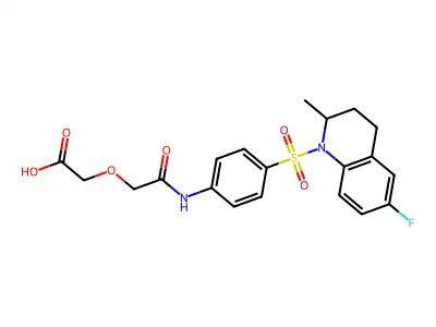 [2-({4-[(6-fluoro-2-methyl-3,4-dihydroquinolin-1(2H)-yl)sulfonyl]phenyl}amino)-2-oxoethoxy]acetic acid structure