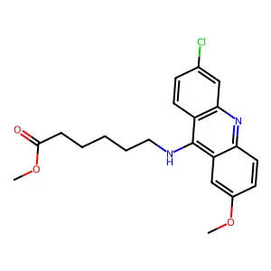 Hexanoic acid, 6-((6-chloro-2-methoxy-9-acridinyl)amino)-, methyl ester structure
