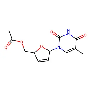 Thymidine, 2',3'-didehydro-3'-deoxy-, 5'-acetate structure