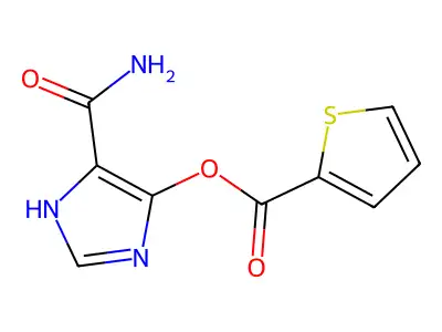 2-Thiophenecarboxylic acid, 5-(aminocarbonyl)-1H-imidazol-4-yl ester structure