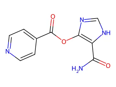 4-Pyridinecarboxylic acid, 5-(aminocarbonyl)-1H-imidazol-4-yl ester structure
