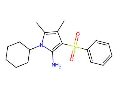 1-cyclohexyl-4,5-dimethyl-3-(phenylsulfonyl)-1H-pyrrol-2-ylamine structure