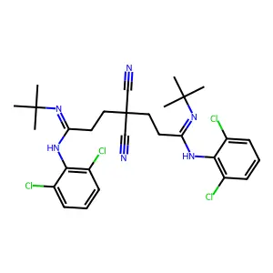 1-N',7-N'-ditert-butyl-4,4-dicyano-1-N,7-N-bis(2,6-dichlorophenyl)heptanediimidamide structure