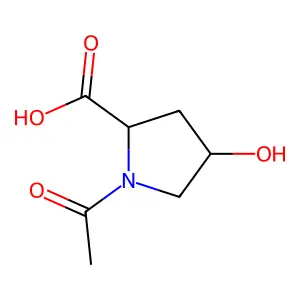 (2R,4S)-1-acetyl-4-hydroxypyrrolidine-2-carboxylic acid structure