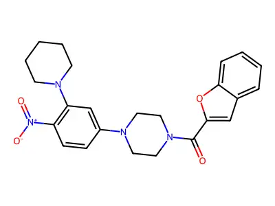 1-Benzofuran-2-yl-[4-(4-nitro-3-piperidin-1-ylphenyl)piperazin-1-yl]methanone structure