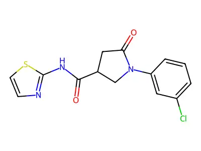 1-(3-chlorophenyl)-5-oxo-N-(1,3-thiazol-2-yl)-3-pyrrolidinecarboxamide structure