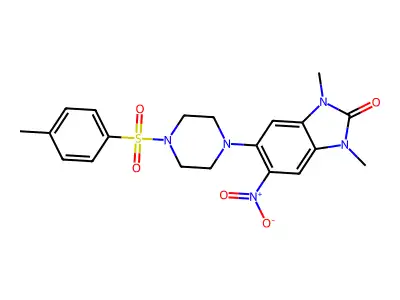 1,3-dimethyl-5-[4-(4-methylphenyl)sulfonylpiperazin-1-yl]-6-nitrobenzimidazol-2-one structure