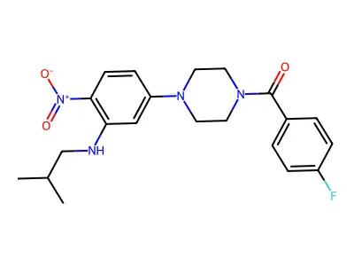 (4-fluorophenyl)-[4-[3-(2-methylpropylamino)-4-nitrophenyl]piperazin-1-yl]methanone structure