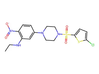 5-[4-(5-chlorothiophen-2-yl)sulfonylpiperazin-1-yl]-N-ethyl-2-nitroaniline structure