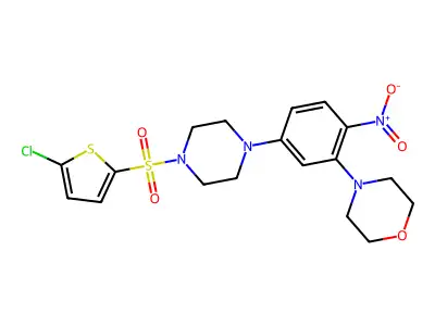 4-[5-[4-(5-Chlorothiophen-2-yl)sulfonylpiperazin-1-yl]-2-nitrophenyl]morpholine structure