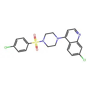 7-chloro-4-(4-((4-chlorophenyl)sulfonyl)piperazin-1-yl)quinoline structure